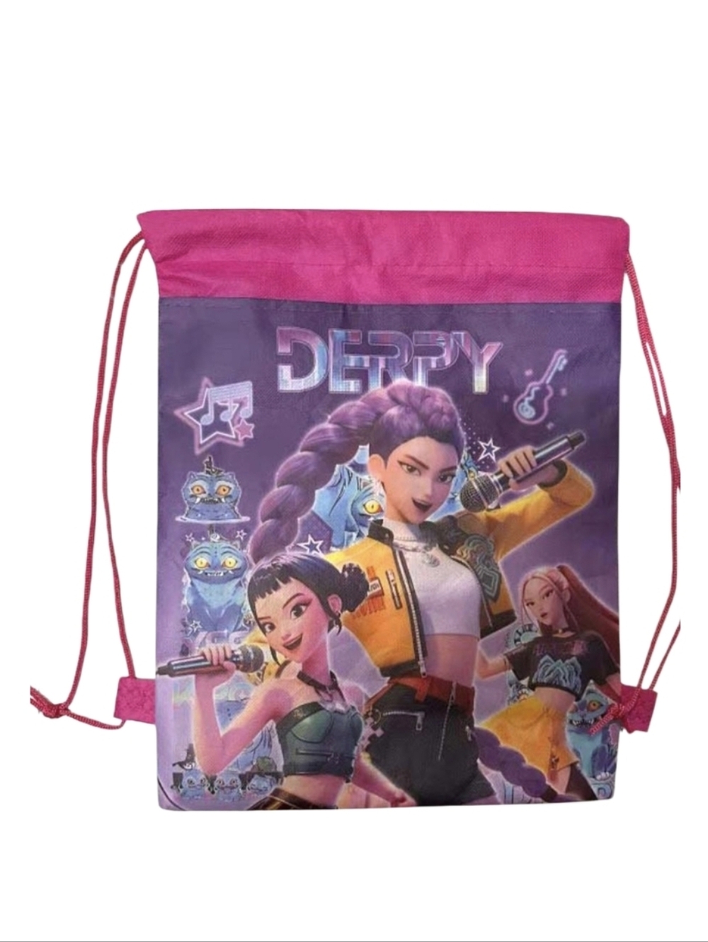 K-pop Derpy Purple & Pink Drawstring Backpack